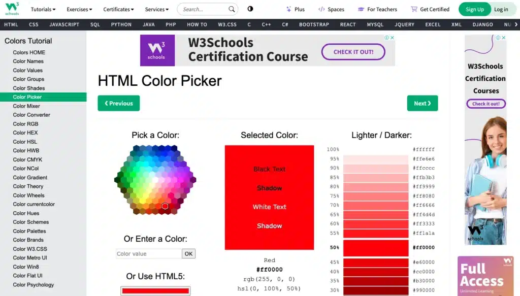 เว็บโค้ดสี 2.W3Schools